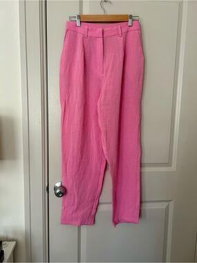 Monki High-Rise Pink Tailored Trousers for Women